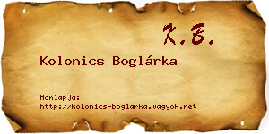 Kolonics Boglárka névjegykártya