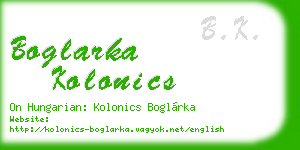 boglarka kolonics business card