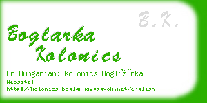 boglarka kolonics business card